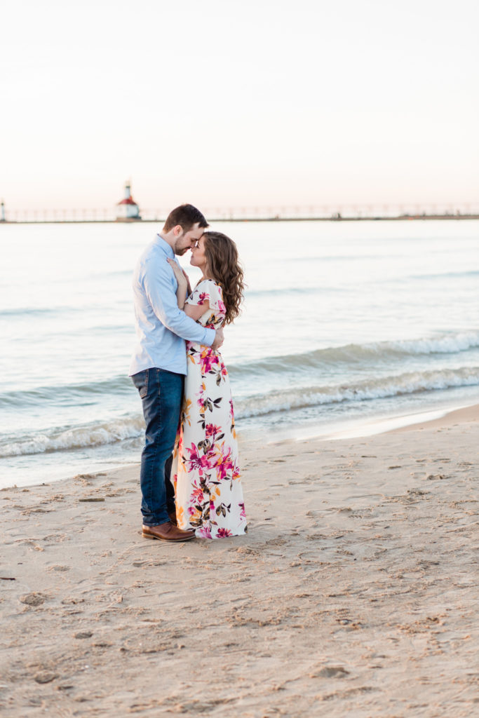 A Silver Beach engagement session at sunset.