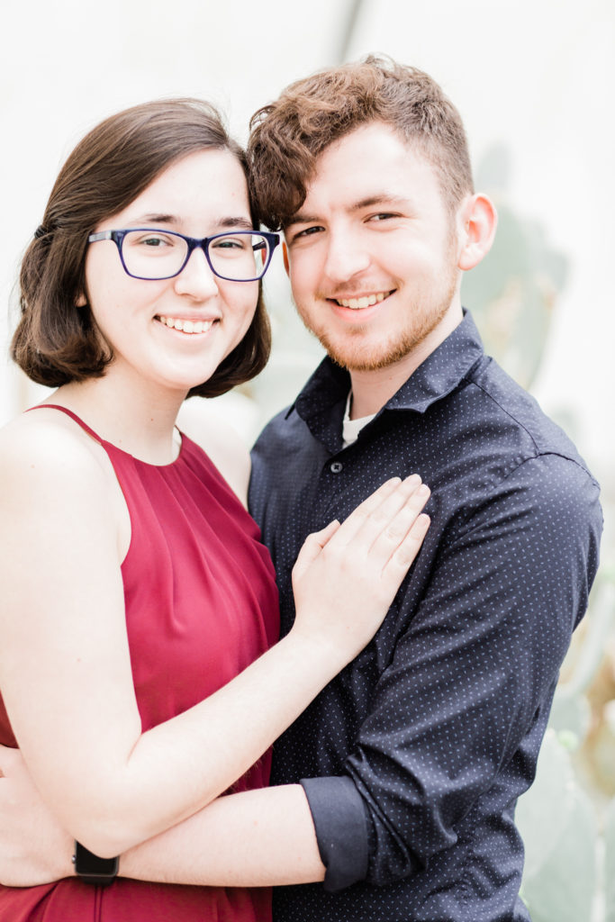 Happy couple at their Potawatomi Conservatory engagement session.